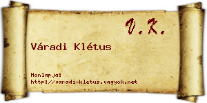 Váradi Klétus névjegykártya